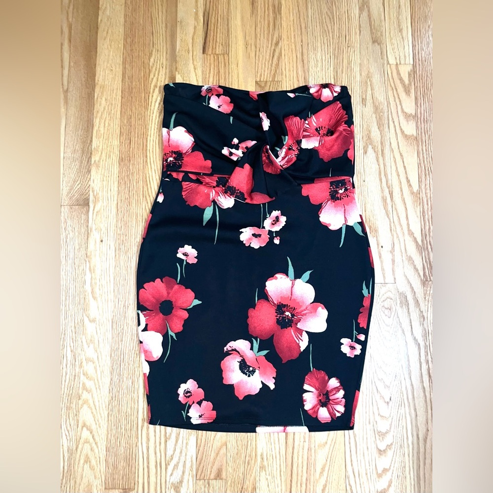Strapless Floral Dress Large